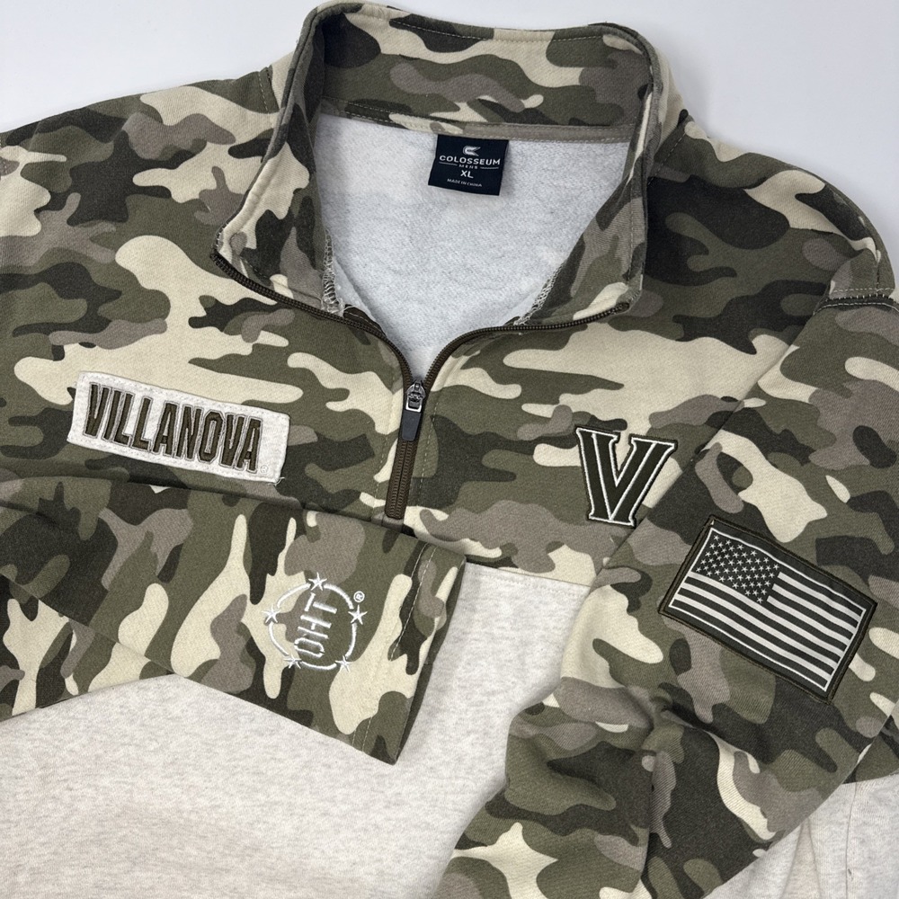 Colosseum Villanova Wildcats OHT Camo Quarter Zip Pullover Mens XL Fleece